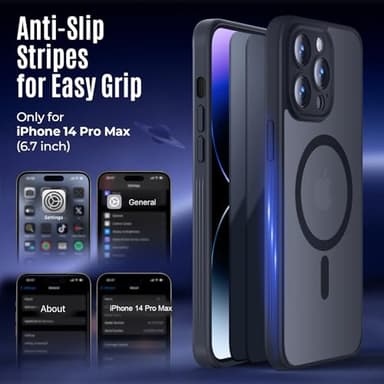 Symcele Designed for iPhone 14 Pro Max Case, Compatible with MagSafe, with Privacy Screen Protectors X2, [Camera Protection] [15FT Military Drop Protection] Shockproof Phone Case, 6.7", Black - Image 6