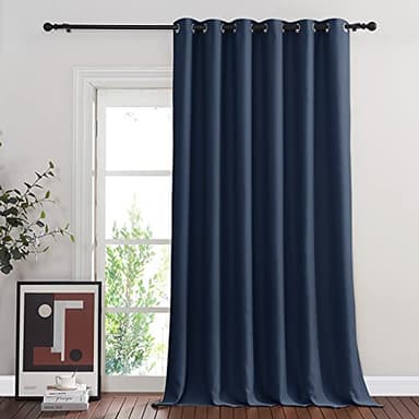 NICETOWN Navy Blue Blackout Room Divider Curtains 144 inch Length, Grommet Energy Saving Thermal Drapes Sound Reducing Window Treatments for Living Room, 1 Panel, W80 x L144 - Image 1