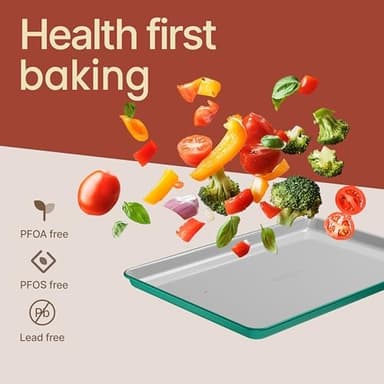 Bakken 8-Piece Stackable Bakeware Set - Ceramic Non-Stick Coating, Baking Sheets, Assorted Baking Pans, PTFE, PFOA & PFOS Free - Healthy Baking, Ergonomic Handles, Cooling Rack, Non-Toxic, Oven-Safe - Image 7