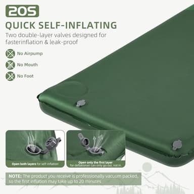 Wevelel Memory Sleeping Pad, 3.1" Ultra-Thick Foam Sleeping Mats for Camping, Easy Inflate&Deflate,9.5 R-Value Insulated Camping Mattress Pad with Pillow, for Car Travel Tent - Image 4