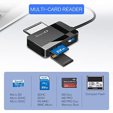 SmartQ C368 USB 3.0 Card Reader - Plug & Play, Compatible with Apple & Windows, Supports SD, Micro SD, MS, CF Cards - Image 2