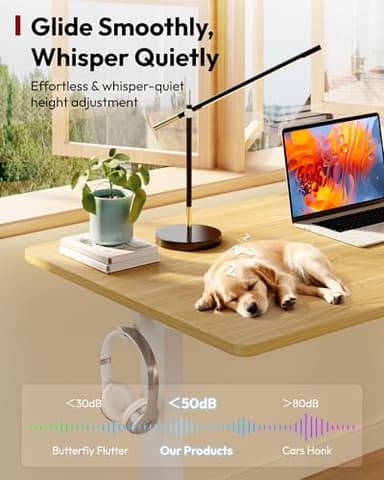 SANODESK Electric Standing Desk 55 x 28 Inches Whole-Piece Desktop Height Adjustable Stand Up Desk w/6-Button Controller Ergonomic Computer Desk for Home Office, White Frame + Natural Tabletop - Image 9