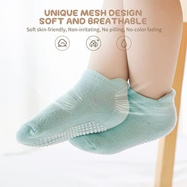 Aroveea Non Slip Grip Ankle Baby Socks 12 Pack for Toddler Boys and Girls Kids,Infant Cute Cotton Baby Socks - Image 2