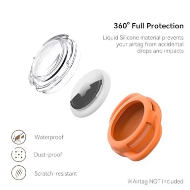 Waterproof Airtag Holder for Dog Collar, Soft Full-Body Protective Airtag Holder for Dog & Cat Collars, Ultra-Durable, Easy Installation, Lightweight Clear Airtag Case (Orange, Small) - Image 2