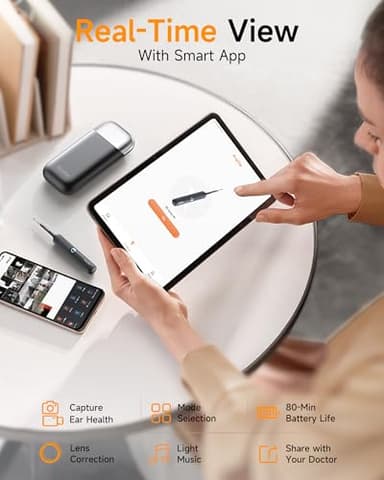 Anyear Flexible Ear Wax Removal Tool Camera, Wireless Ear Cleaner with 10MP HD Otoscope, Painless Tweezers, 12 Soft Tips, 3 Inspection Heads, Portable Earwax Removal Kit with Camera for Adults/Kids - Image 7