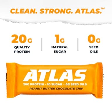 Atlas Bar – 20g Protein, 1g Sugar, 0g Seed Oils, 0g Artificial Sweeteners (12 Count, Peanut Butter Chocolate Chip) - Image 3
