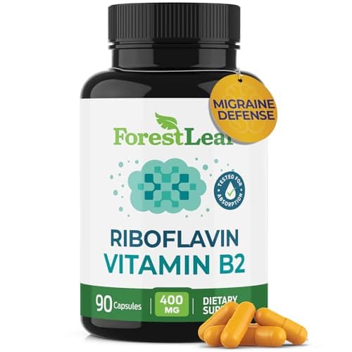ForestLeaf Vitamin B2 Riboflavin 400mg - Energy, Skin & Cellular Health Supplement - Nervous System Support - Vitamin B 2 VIT B - Non-GMO & Gluten Free - B2 Vitamin 400mg Vegetable Capsules, 90 Count - Image 1