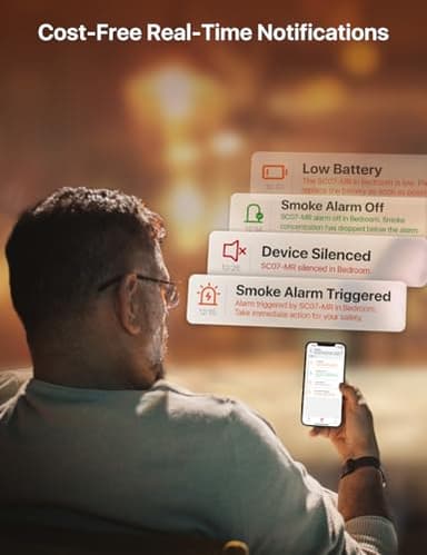 X-Sense Smart Smoke Detector Carbon Monoxide Detector Combo, Battery-Operated (Not AC Hardwired) Interconnected Combination Smoke Carbon Monoxide Detector, 5 Detectors with 1 Base Station, SC07-MR51 - Image 3