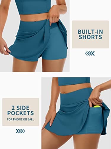 ATTRACO Pleated Tennis Dress Cute Golf Outfits for Women with Shorts Pickleball Skirt Sets Blue XS - Image 6