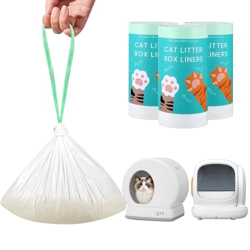 60 Count Self-Cleaning Cat Litter Box Liners Bag Fit For MW-SC01/MW-SC02/MW-LR01, Drawstring Heavy Duty Pet Litter Receptacles Bags Compatible with Automatic Cat Litter Box-18" * 12" - Image 1