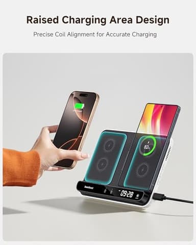 Dual Wireless Charger Stand, SwanScout 504, Foldable Wireless Charging Station Pad for iPhone Air/17/16/15 Series, Samsung Galaxy S25/S24/S23, Google Pixel 10/9/8, Android Phones, AirPods/Galaxy Buds - Image 7