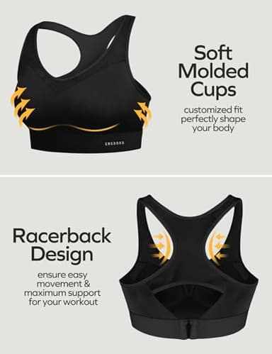 Ewedoos Sports Bras for Women High Support High Impact Sports Bras for Women Large Bust Push up Racerback Workout Running Bra Black - Image 3