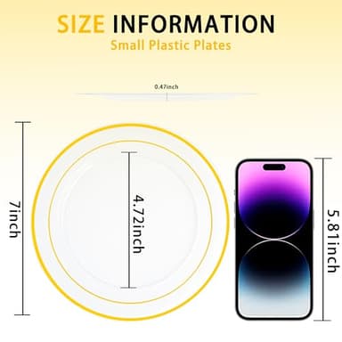 I00000 100Pcs Small Clear Gold Dessert Plates,Clear Disposable Plates with Gold Rim 7 Inch,Premium Hard Fancy Small Plates,Perfect for Birthday and Wedding - Image 4