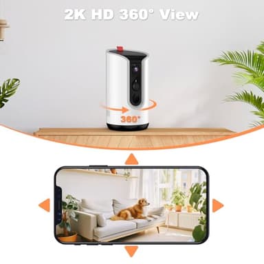 Fexfor 2K Pet Camera Security Dogs Camera, On-Device AI Tracking and Pet Monitoring, 360° View, with Treat Dispenser, Local Storage, 2-Way Audio, Phone App, Motion Alert - Image 3