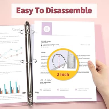 SUNEE 3 Ring Binder 2 Inch 2 Pack, Clear View Binder Three Ring PVC-Free (Fit 8.5x11 Inches) for School or Office Supplies, Pink - Image 4
