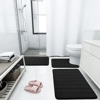 Buganda Memory Foam Bath Mat, 60" x 24", Ultra Soft and Non-Slip Bathroom Rugs, Water Absorbent and Machine Washable Bath Rug Runner for Bathroom, Shower, and Tub, Black - Image 6