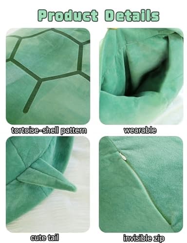 Rruonshully 40 Inch Wearable Turtle Shell Pillows Tortoise Shell Plush Turtle Stuffed Animal Dress Up Cushion Costume for Adlut - Image 3