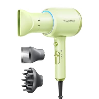 Wavytalk Hair Dryer with Diffuser, Blown Away Ionic Hair Dryer for Curly Hair with Comb, 1875W Fast Drying Blow Dryer with Ceramic Technology, 3 Attachments for All Hair Types, Light and Quiet, Green - Image 1
