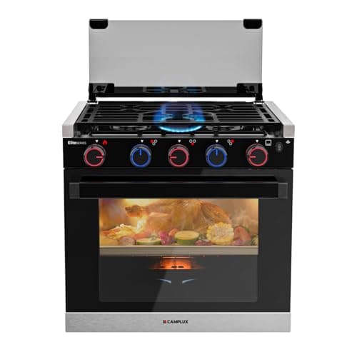 CAMPLUX Elite RV Stove Propane Range 21 Inches, 1.8 Cu.ft. Propane Oven with 3 Burners Cooktop, RV Gas Oven Stove Combo 28,100 BTU/Hr, Black, RGP21MGB - Image 1