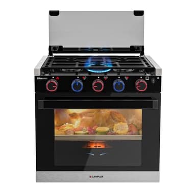 CAMPLUX Elite RV Stove Propane Range 21 Inches, 1.8 Cu.ft. Propane Oven with 3 Burners Cooktop, RV Gas Oven Stove Combo 28,100 BTU/Hr, Black, RGP21MGB - Image 1