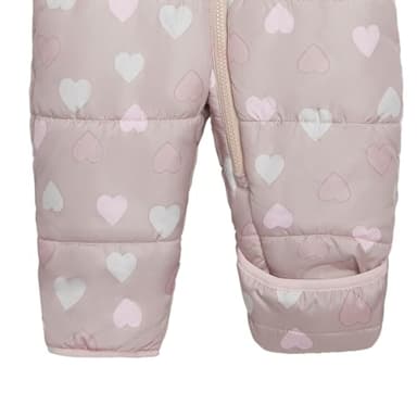 Carter's Infant Unisex Baby Puffer Pram Suit – Faux Fur Trim Hooded One-Piece with Cozy Insulation, Cream Pink Hearts, 6-9 Months - Image 4