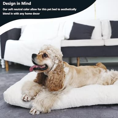 nononfish Dog Crate Bed 36 x 24 for Large Dogs Washable with Anti-Slip Bottom,Extra Soft 36 inch Crate Pad fit Kennel or Cage Pet Sleeping Mat,Fits up to 50 lbs,35" x 23" x 3" Cream White - Image 6