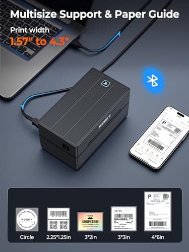 MUNBYN Bluetooth Thermal Label Printer, 130B Wireless 4x6 Shipping Label Printer for Shipping Packages Small Business Office or Home, Compatible with iPhone Android iPad Windows macOS Chrome Etsy eBay - Image 4