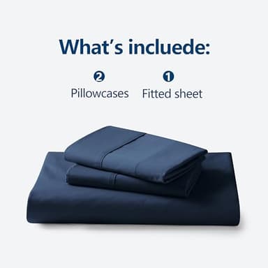 Zaizaihome 600 Thread Count Fitted Sheet King Size, 100% Egyptian Cotton, 3-Piece Set (1 Fitted Sheet, 2 Pillowcases), Sateen Weave, Ultra Soft Breathable,16" Deep Pocket Bed Sheet, Navy Blue - Image 4