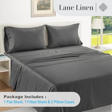 LANE LINEN 100% Egyptian Cotton Queen Sheet Set – Soft & Comfy, No Pill, Fade Resistant, Oeko-Tex Certified, Sustainably Produced, 16" Extra Deep Pocket Bed Sheets – Charcoal - Image 4