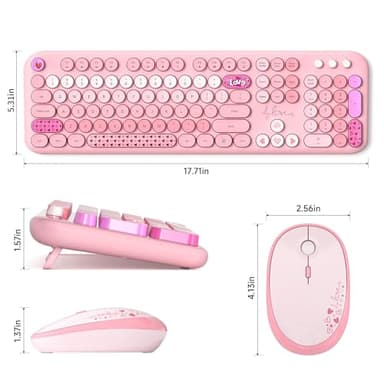 MOFII Wireless Keyboard and Mouse Combo, 2.4GHz Retro Typewriter Keyboard Full Size, Quiet Click Mouse for PC, Laptop, Desktop, Computer, Windows (Pale Pink) - Image 6