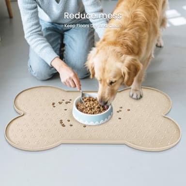 PWTAA Dog Food Mat Anti-Slip Silicone Dog Bowl Mat Thicker Pet Placemat Waterproof Cat Feeder Pad with Raised Edge Puppy Kitten Feeding Mats Suitable Small Medium-Sized Dogs Cats Eating Tray - Image 8