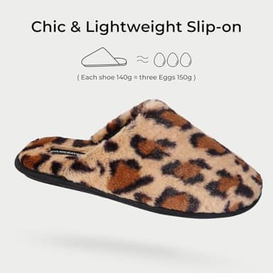 Snug Leaves Women's Fuzzy Scuff Slippers Soft Comfy Memory Foam Non-slip Indoor House Shoes (Cheetah Brown, Size 9-10) - Image 4
