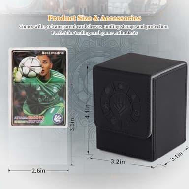 Arkeiliy Card Deck Box, 110+ Storage MTG Deck Box with 50 Pcs Card Sleeve, Collectible Trading Card Cases for Magic Commander and More (Black) - Image 5