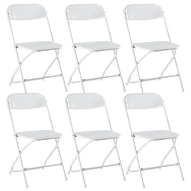 DUMOS 6 Pack Folding Chairs, Plastic Chairs with 330-Pound Capacity, Sturdy Metal Frame, Easy to Fold and Store, Comfortable for Indoor & Outdoor Use, Perfect for Home, Office, and Parties, White - Image 1