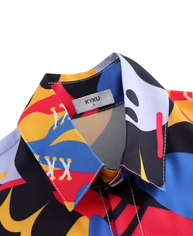 KYKU Hawaiian Tee Shirts for Men Casual Button Down Clothes, Bowling Shirt, 5XL - Image 6