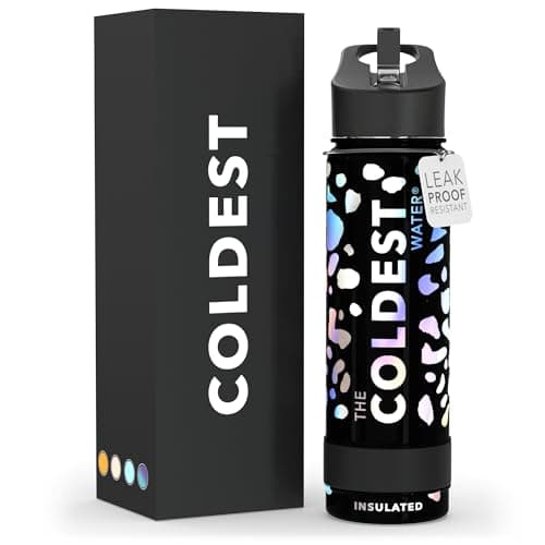Coldest Insulated Water Bottle with Straw Lid - Stainless Steel Metal Insulated Bottle for Men & Women (Moonlight Leopard, 24 oz) - Image 1