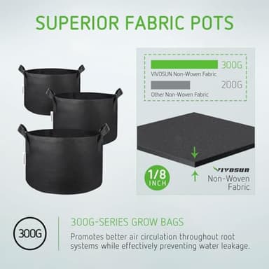 VIVOSUN 5-Pack 25 Gallon Plant Grow Bags, Heavy Duty Thickened Nonwoven Fabric Pots with Handles - Image 3