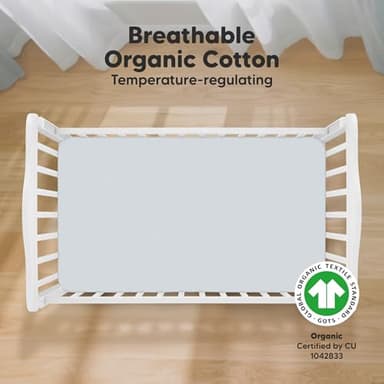 KeaBabies 2-Pack Organic Crib Sheets for Boys, Girls - 52x28 Fitted Crib Mattress Sheet Neutral, Breathable Jersey Cotton Cover for Baby Bed, Toddler Mattress, Soft & Cute Prints (Hazy) - Image 2