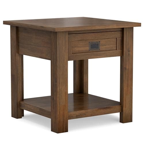 SIMPLIHOME Monroe SOLID ACACIA WOOD 22 inch Wide Square Rustic End Table in Rustic Natural Aged Brown for the Living Room and Bedroom - Image 1