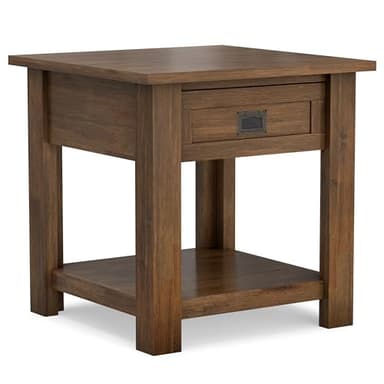 SIMPLIHOME Monroe SOLID ACACIA WOOD 22 inch Wide Square Rustic End Table in Rustic Natural Aged Brown for the Living Room and Bedroom - Image 1