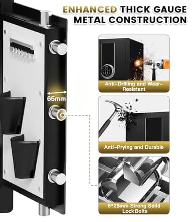 5.2 Cuft Biometric Fireproof Safe Box For Home, Heavy Duty Home Safe Fireproof Waterproof, Large Document Safes With Keypad, Anti-Theft Dual Alert, Mute Mode, Digital Security Safes For Jewelry Money - Image 3