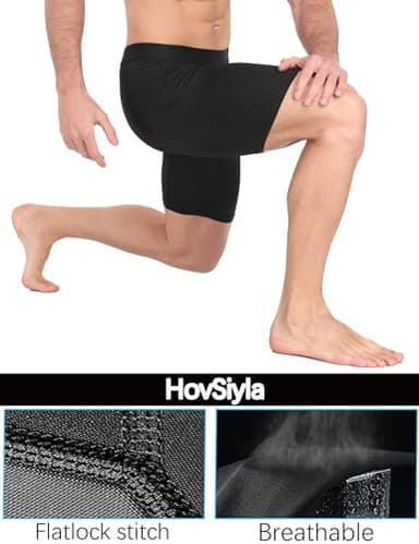 HovSiyla 6 Pack Compression Shorts Men Performance Sports Workout Athletic Running Underwear Shorts Spandex Black-L - Image 5