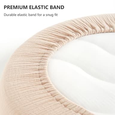 MairMore Muslin Bassinet Sheets for Babies – Soft & Breathable 100% Cotton Fitted Sheets for Oval, Rectangle, Hourglass Bassinet Mattress Pads, 2-Pack (Ivory & Pink) - Image 3