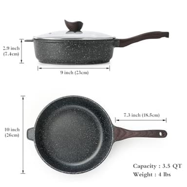 Kordisen Nonstick Deep Frying Pan with Lid, 10 Inch Non Stick Skillet, Saute Pan for Cooking, Healthy Induction Cookware, PFOA Free - Image 2