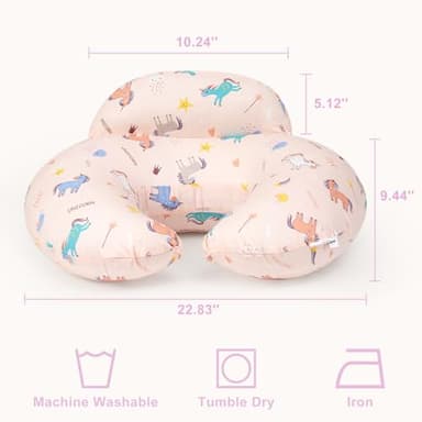 AMASKY Nursing Pillow, Breastfeeding Pillows, with Removable Pillow Cover, Ergonomic Nursing Essentials for Bottle Feeding, Machine Washable, Pink - Image 6