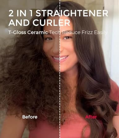 TYMO 2.0 Thermal Brush Curling Brush - STYLUX 1.7" Blowout Volumizer with Flexi-Fit for Hair Straightening, Heated Round Styler Tool, Hair Straightener and Curler 2 in 1, Dual Voltage & Light, Gold - Image 5