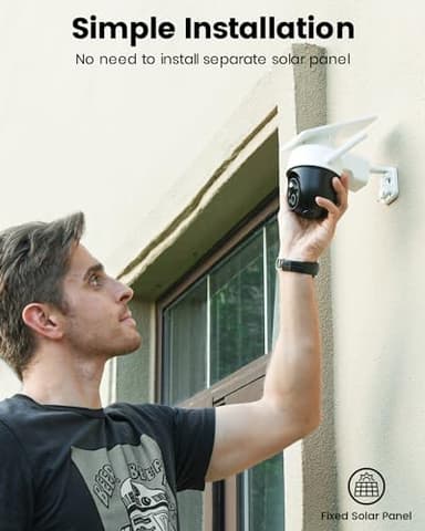 AOSU Solar Camera Security Outdoor - 100% Wire-Free Security Cameras Wireless Outdoor for Home Surveillance with Fixed Solar Panel, 360° Panoramic View, Human Auto Tracking, 2K Color Night Vision - Image 2