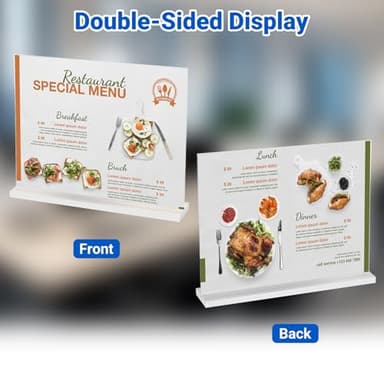 12 Pack Acrylic Sign Holder 11 x 8.5 Horizontal, Double-Sided Clear Sign Holder Plastic Stands for Display, T Shape Acrylic Table Sign Stands for Office Store Restaurants Wedding Party Decoration - Image 3