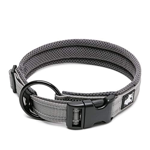 WINHYEPET True Love Dog Collar Reflective Sandwich Lining Nylon Webbing Comfortable and Safe Adjustable Buckle Convenient Used for Walking for Samll/Medium/Large Neck Ring TLC5011(Gray,L) - Image 1
