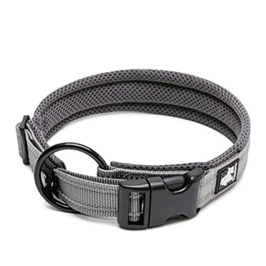 WINHYEPET True Love Dog Collar Reflective Sandwich Lining Nylon Webbing Comfortable and Safe Adjustable Buckle Convenient Used for Walking for Samll/Medium/Large Neck Ring TLC5011(Gray,L) - Image 1